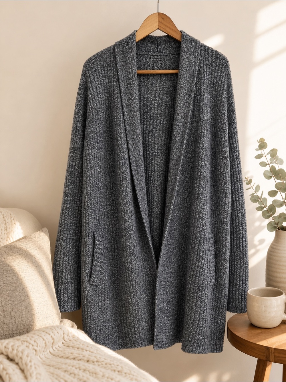 Barefoot Dreams CozyChic Lite Cardigan XL Open Front Soft Lounge Heavy Chunky